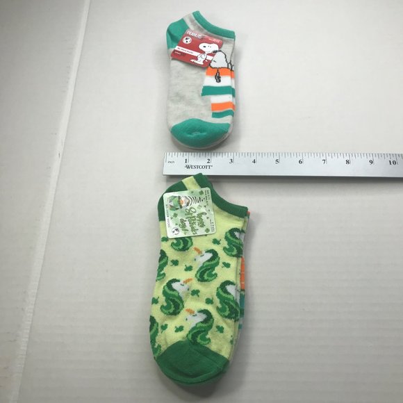 Lot of 4 St Patrick's Day Women's Shoe Size 4-10 No Show Socks Peanuts/Unicorn - Picture 12 of 14